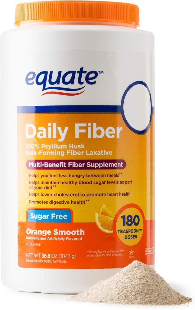 Equate - Fiber Therapy, Smooth Texture, Orange Flavor, Powder, 36.8 oz, Sugar Free 180 Doses