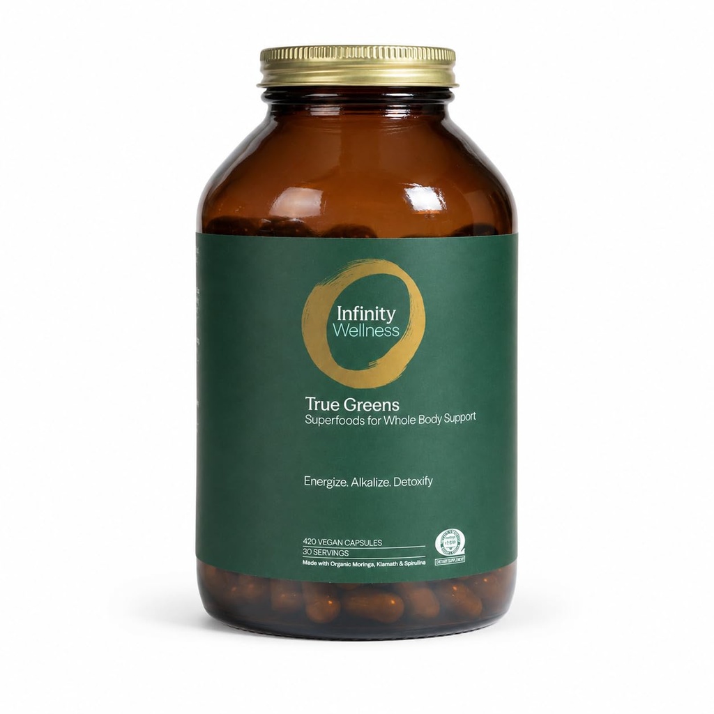 Superfood Kapseln, Blue Green Algae Basierende Kapseln mit 28 Bio-Superfoods, keine Füllstoffe oder Gräser, Energie und Langlebigkeit, Low Temp Dehydrated Greens (34 Servierungen)