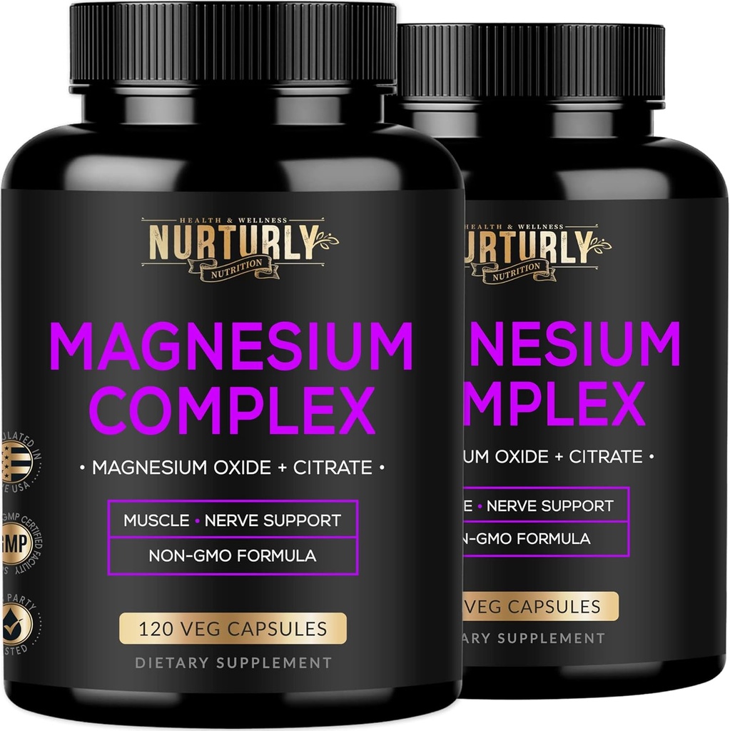 Magnesium Citrate & Oxide 500mg Complex Supplement - Hohe Absorption Maximale Stärke - Hilft die Knochendichte und Stärke, Muskeln, Energie und Schlaf - 240 Vegan Kapseln