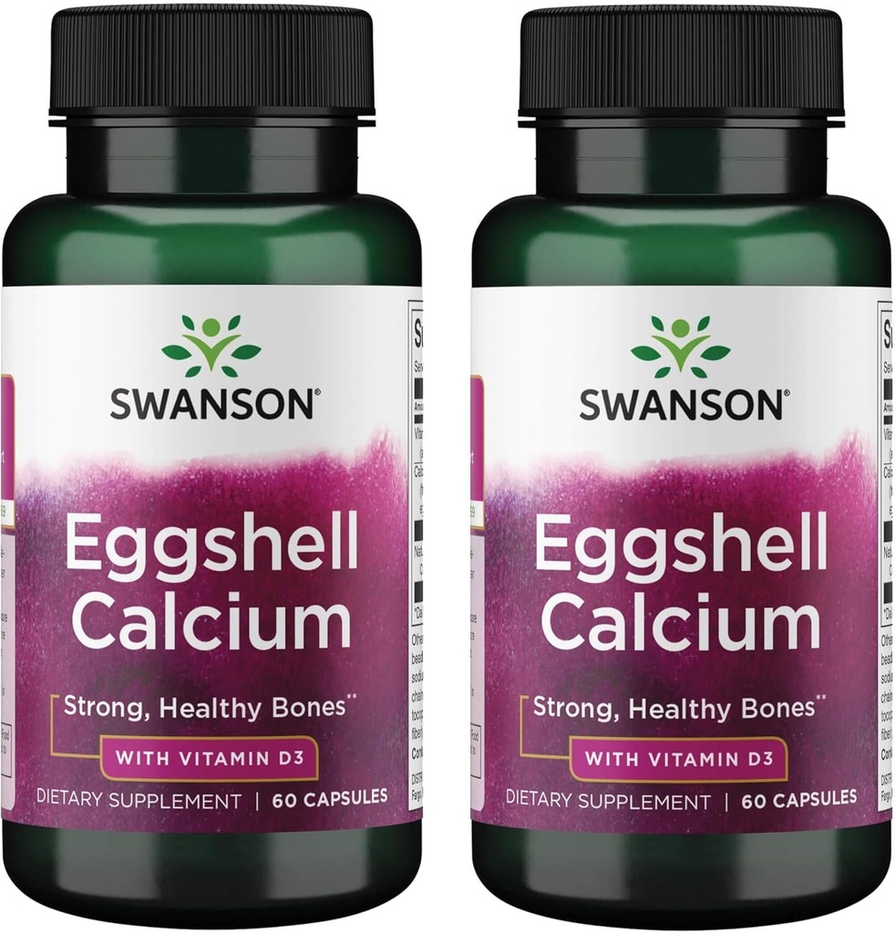 Swanson Eggshell Calcium mit Vitamin D-3 60 Kapseln (2 Packung)