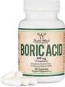 Suppositoires d'acide borique (600mg suppositoire vaginal, 60 Compte) soutient l'équilibre du pH vaginal, contrôle de l'odeur (USP de qualité médicale poudre fine, Dissolve facile, tiers testé) par le bois double