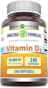 Erstaunliche Formeln Vitamin D3 (Cholecalciferol) Ergänzung | 10.000 IU | 240 Softgels | Non-GMO | Gluten-Free | Made in USA