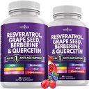 Nuova AGE Resveratrolo, Berberina, Estratto di semi di uva, Quercetina, Supplemento di polifenolo per le donne e gli uomini con estratto di noni, N-Acetil Cysteine, Estratto di Acai - 120 capsule
