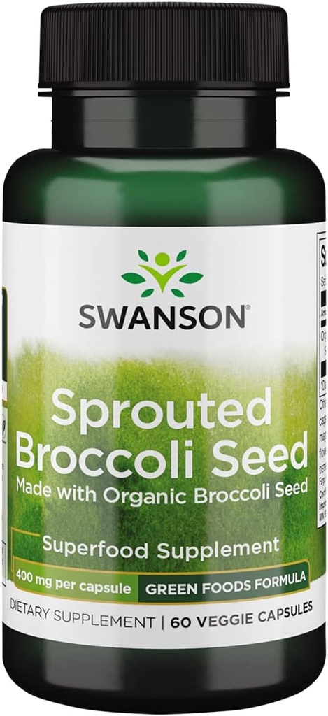 Swanson Made with Organic Sprouted Broccoli Seed 400 Milligramme 60 Veg Kapseln