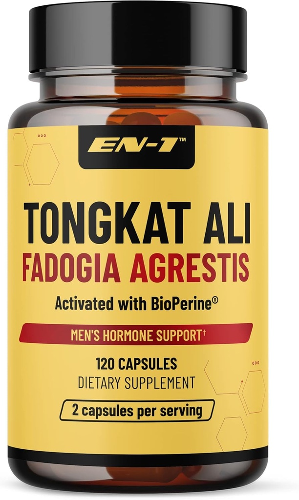 EN-1 Tongkat Ali für Herren (Longjack) Fadogia Agrestis und Tongkat Ali Supplement 1205mg pro Servieren mit BioPerine, Tongat-ali für Herren - 120 Kapseln Tonkat-Ali Long Jack