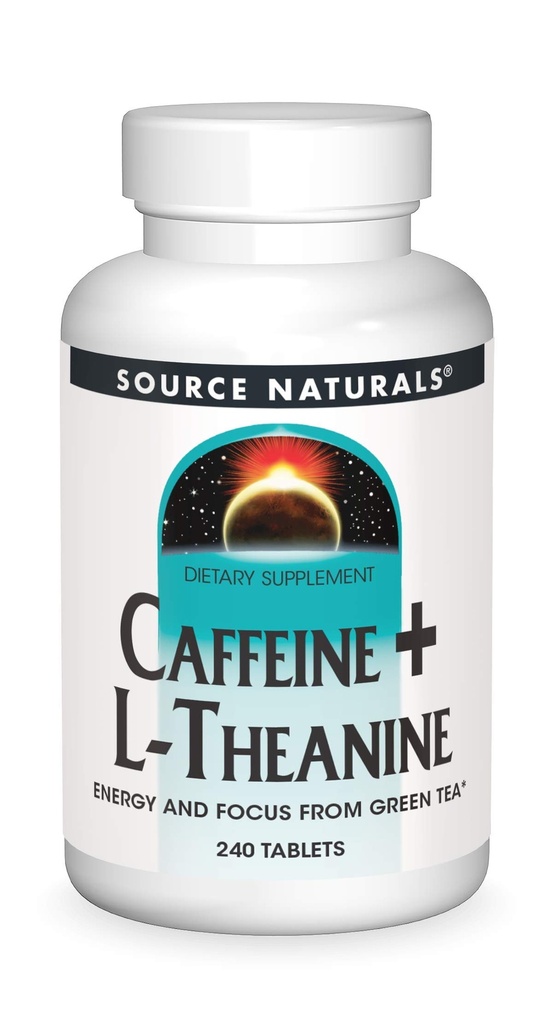 Source Naturals Caféine + L-Theanine, énergie et Focus Support du thé vert* - 240 comprimés