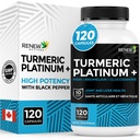 Renew Actives Turmeric Platinum 1350MG pro 3 Kapseln mit schwarzem Pfeffer & Ginger – Antioxidans, Leber & Verdauungsunterstützung – Reduziert Entzündung & Boosts Immunität – Made in Canada – 120 Kapseln