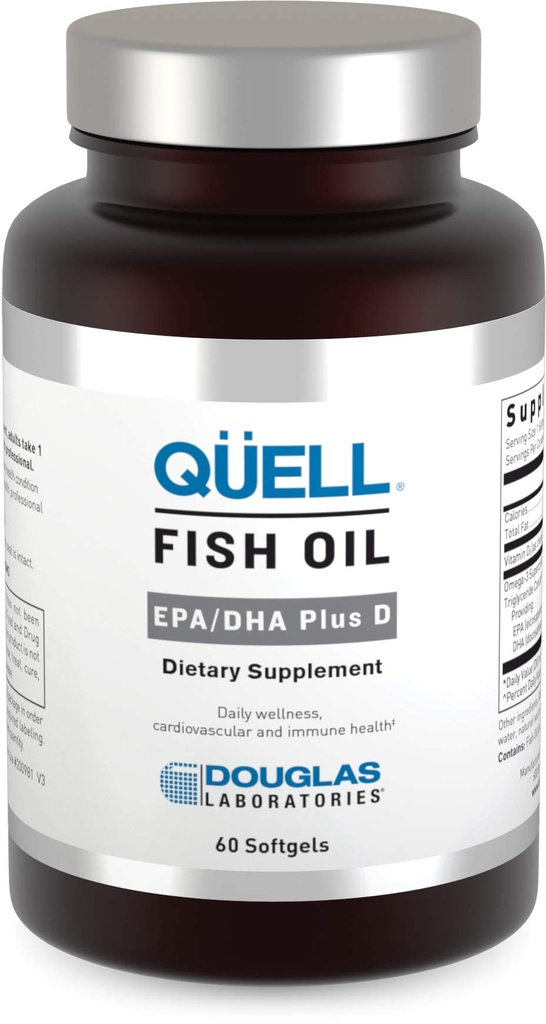 Douglas Laboratories Quell Fish Oil EPA/DHA Plus D | 3:2 Ratio di EPA a DHA Essential Omega 3 acidi grassi Plus 1.000 I.U. di vitamina D3* | 60 Softgels