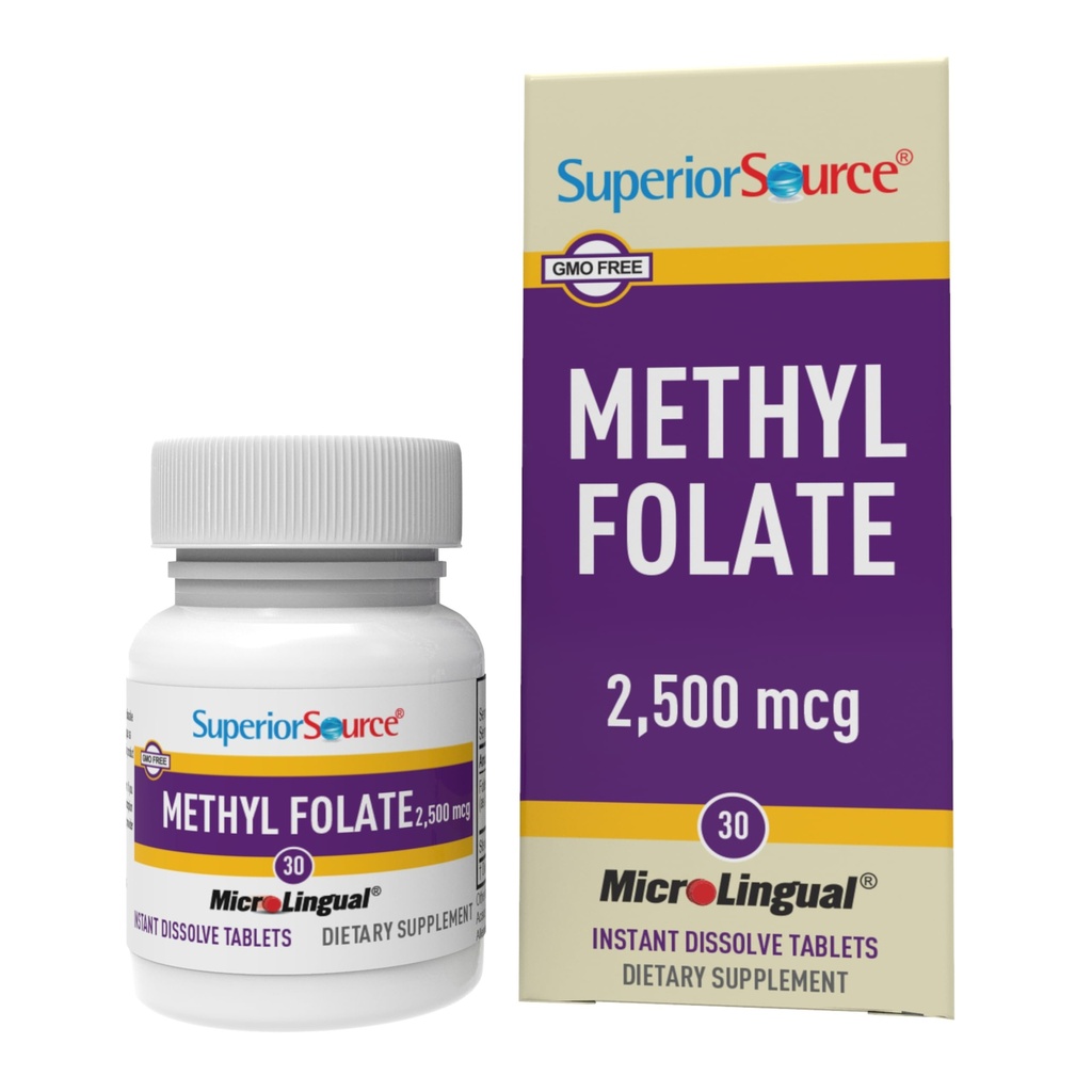 Überlegene Quelle Methyl Folate 2.500 mcg - Folate Supplement für Damen und Herren - Methylierte Folat-Ergänzung Unterstützt gesunde Nervensystem & Red Blood Cells - 30 Sublingual Dissolving Tablets