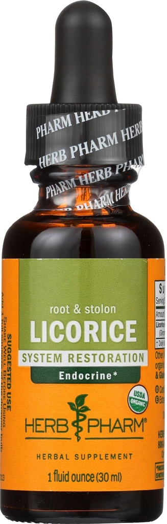 Estratto di liquido di liquirizia organico certificato di herb Pharm per il supporto del sistema endocrino - 1 oncia (DLIC01)