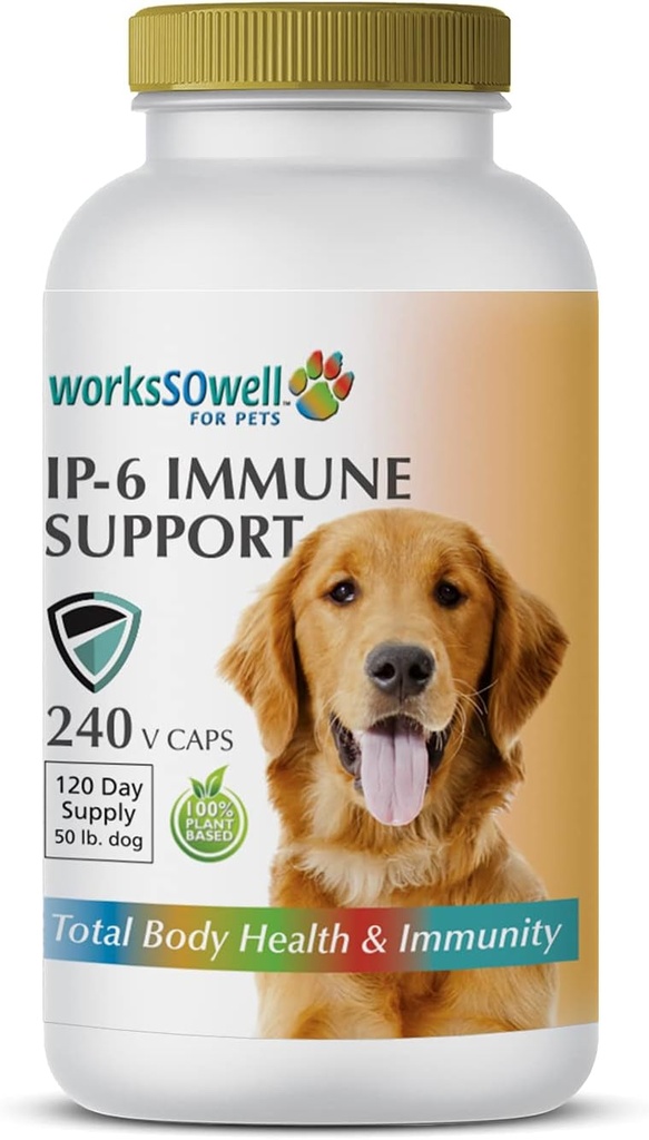 1-TDC WorksSoWell IP-6 Supporto immunitario per cani – 240 V-Caps – Aiuta a promuovere le ossa sane, denti, rene, funzioni epatiche e salute cardiovascolare – Salute e immunità del corpo totale