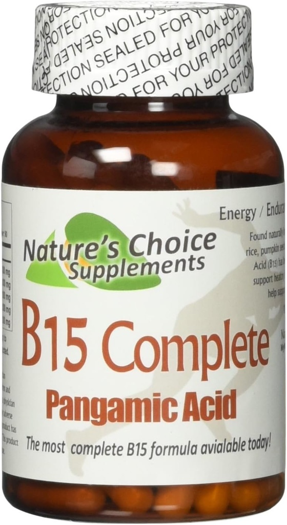 Nature's Choice Supplements B15 Complete Extra Strength, Pangamic Acid, mit TMG&DMG 500mg 90 Kapseln