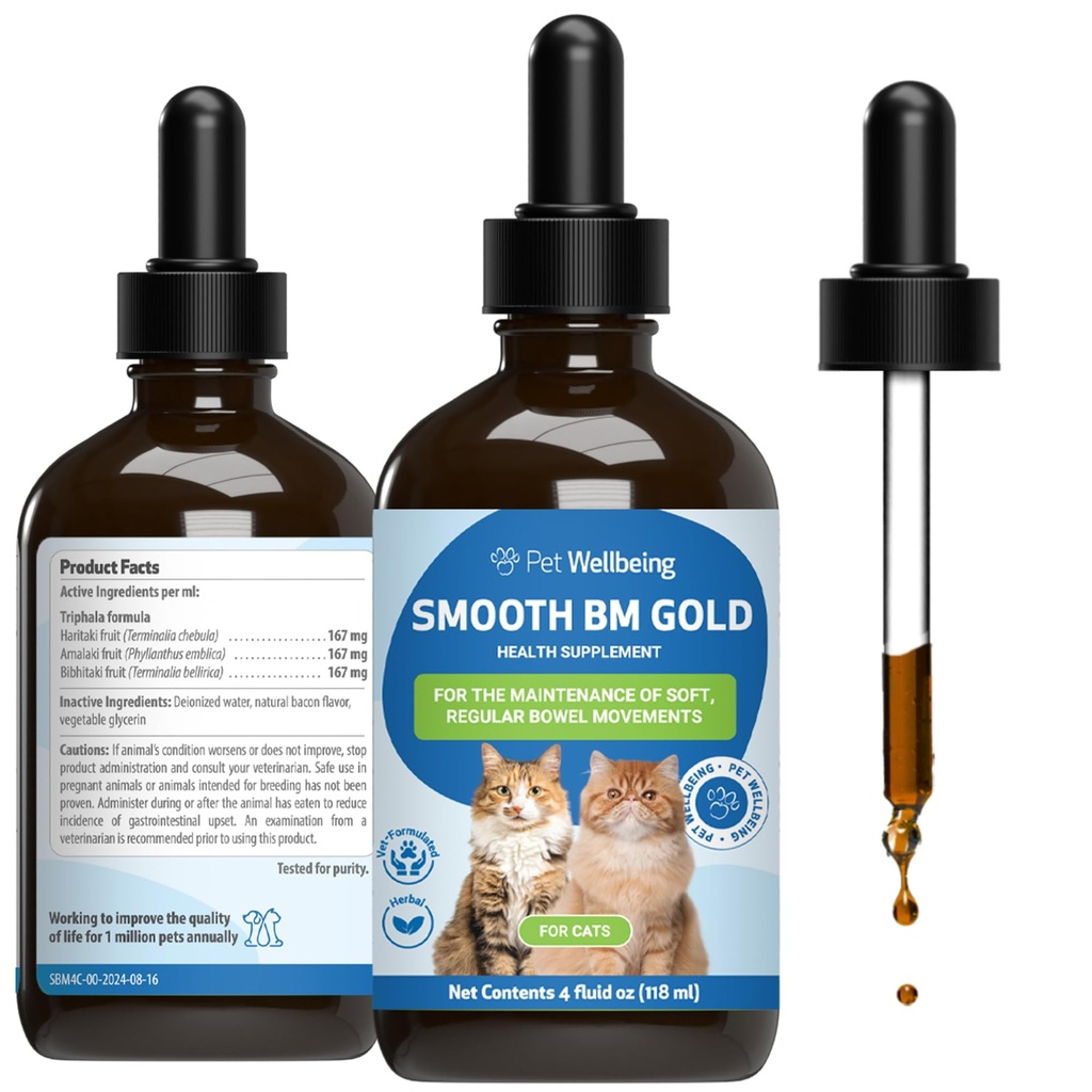 Bien-être animal Or BM lisse pour chiens et chats - Relief de constipation et adoucisseur de tabouret, soutient les mouvements de Bowel en santé - supplément naturel à base de plantes 4 oz (118 ml)