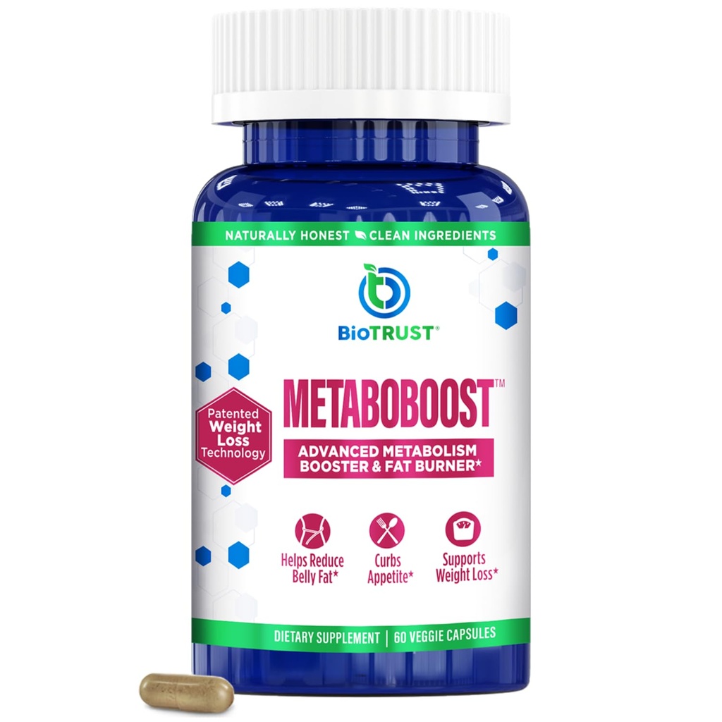 BioTrust MetaboBoost supplemento di perdita di peso – Appetite Suppressant | Calorie Fat Burner | Metabolismo Booster – Pillole di dieta clinicamente standard con Berberina per il supporto Holistic WeightLoss - 60 capsule