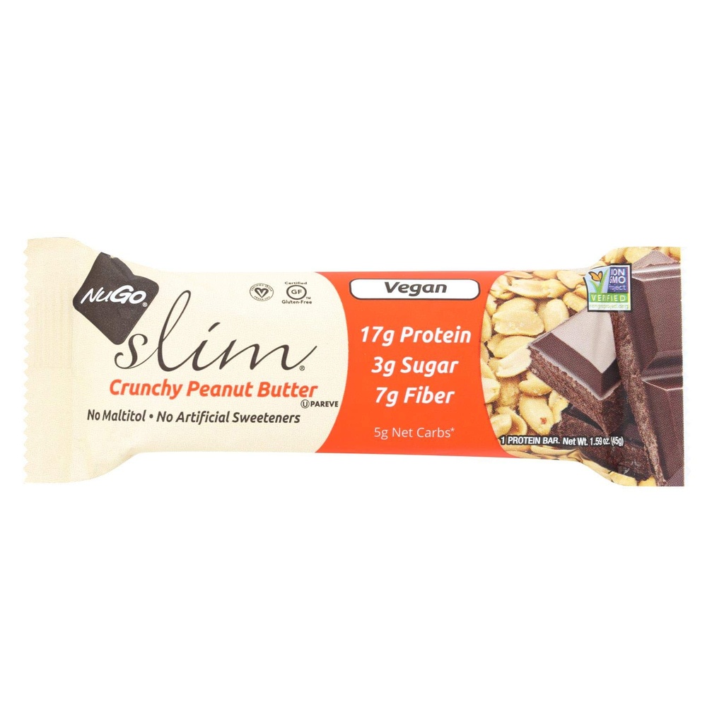 NuGo Nutrition Bar - Slim - Crunchy Peanut Butter - 1.59 Oz Bars - Fall von 12