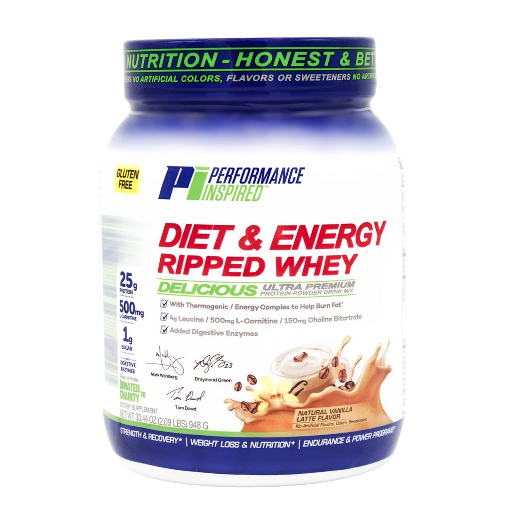 Proteine del siero – 25G Clean Protein – L-Carnitine & Leucina – Enzimi digestivi – Estratto di tè verde – Senza glutine – 1g Sugar – Vanilla Latte – 2,4 lb