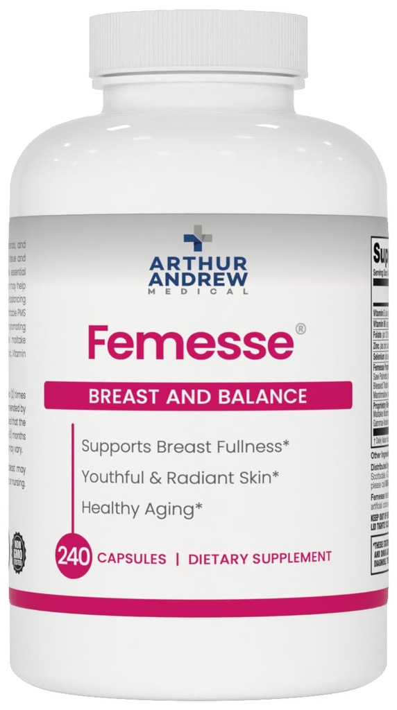 Arthur Andrew Medical, Femesse, seno e equilibrio, bellezza e ormone supporto, Vegan, senza glutine, 240 capsule (60 porzioni)