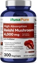 Estratto di funghi di NusaPure Reishi 20:1, 200 mg Equivalente a 4000mg per capsula 300 Caps Vegan, Non OGM, Vegan