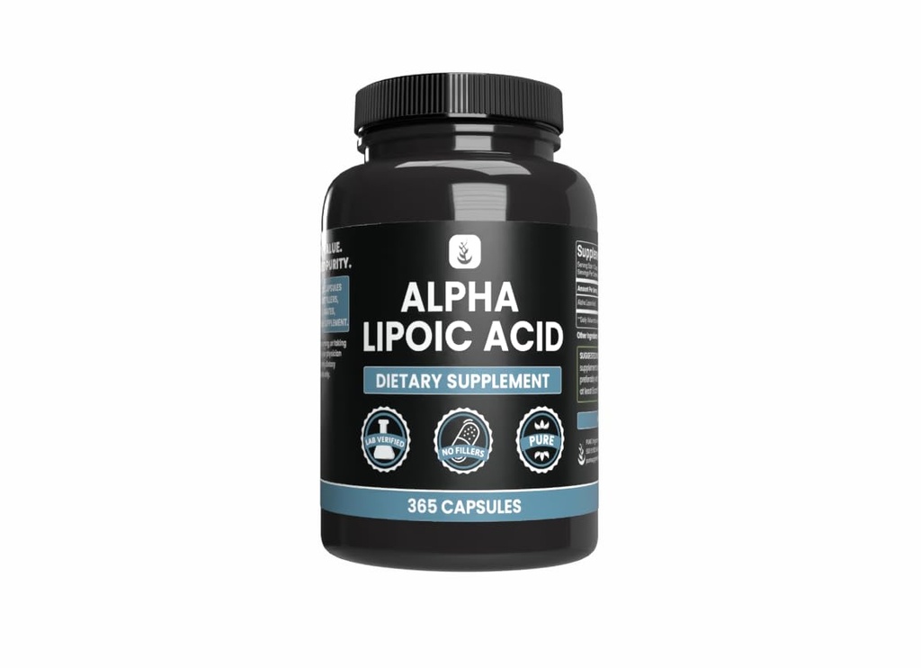 PURE ORIGINAL INGREDIENTS Alpha Liponsäure (365 Kapseln) Kein Magnesium oder Reisfüller, Immer rein, Lab Verifiziert