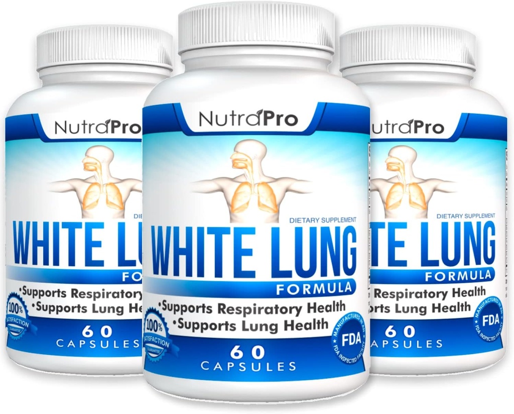 NutraPro White Lung Cleanse & Detox. Sostenere la salute polmonare. Supporta la salute respiratoria. 60 Capsule - Made in GMP Certified Facility.