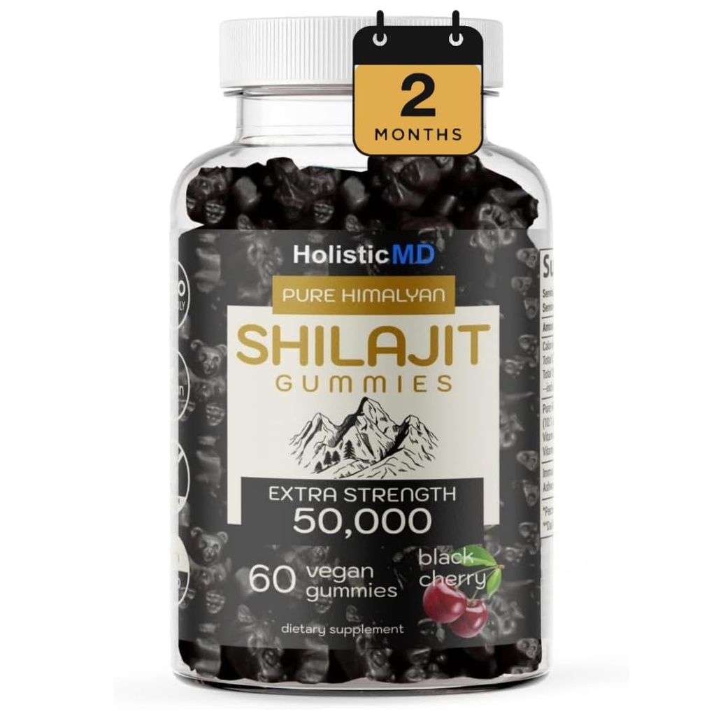 Shilajit Gummies pour les hommes femmes pure himalayenne extra strength 50 000 résine pour le métabolisme soutenir Ashwagandha Sibérie Chaga.