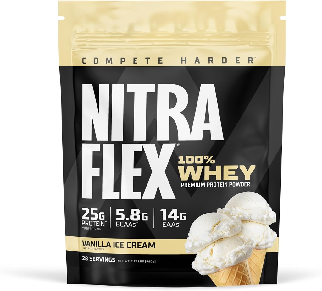 GAT SPORT Vaniglia Nitraflex Proteine del siero, Caricato BCAA's, EAA's, per Reocvery maschile e femminile, 2 lbs.