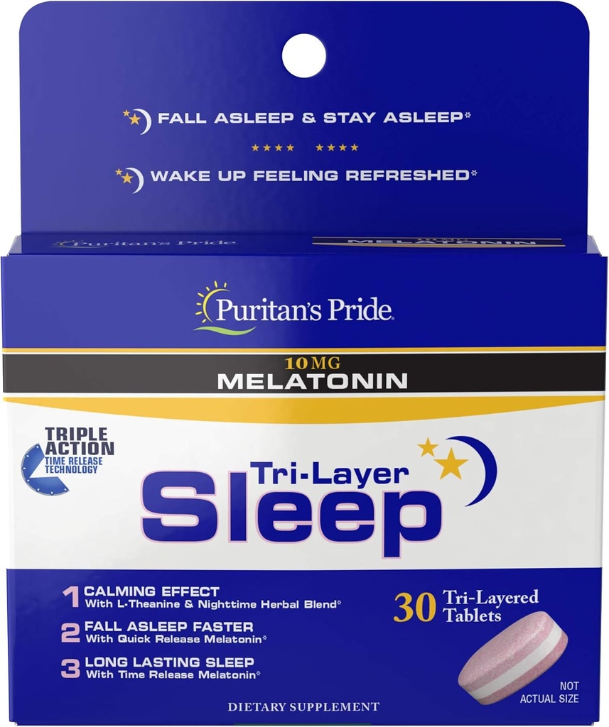 Puritan's Pride Tri-Layered Sleep Tablets, 30 Conte