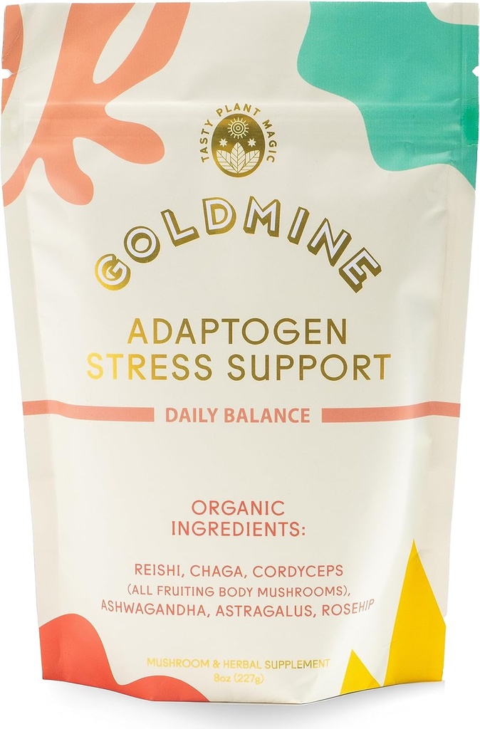 Goldmine Adaptogens Superfoods | Reishi Organic Mushroom Powder | Adaptogen Stress Support & Daily Balance Blend (227 Gramm, Pouch)