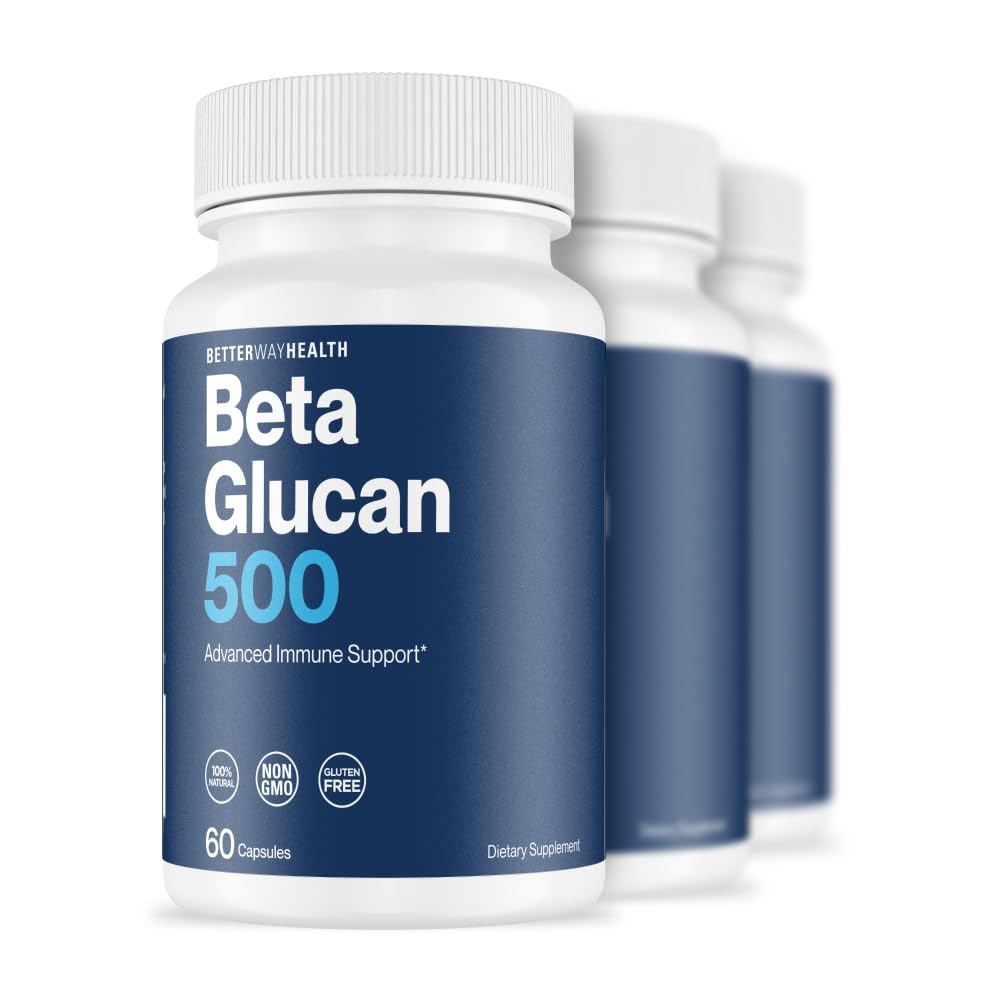 Better Way HealthTM - Advanced Immune Readiness - Hoch gereinigt 1,3/1,6 Beta Glucan 500 - Klinisch getestet Immunabwehr - 500mg/60 Kapseln (Pack von 3)
