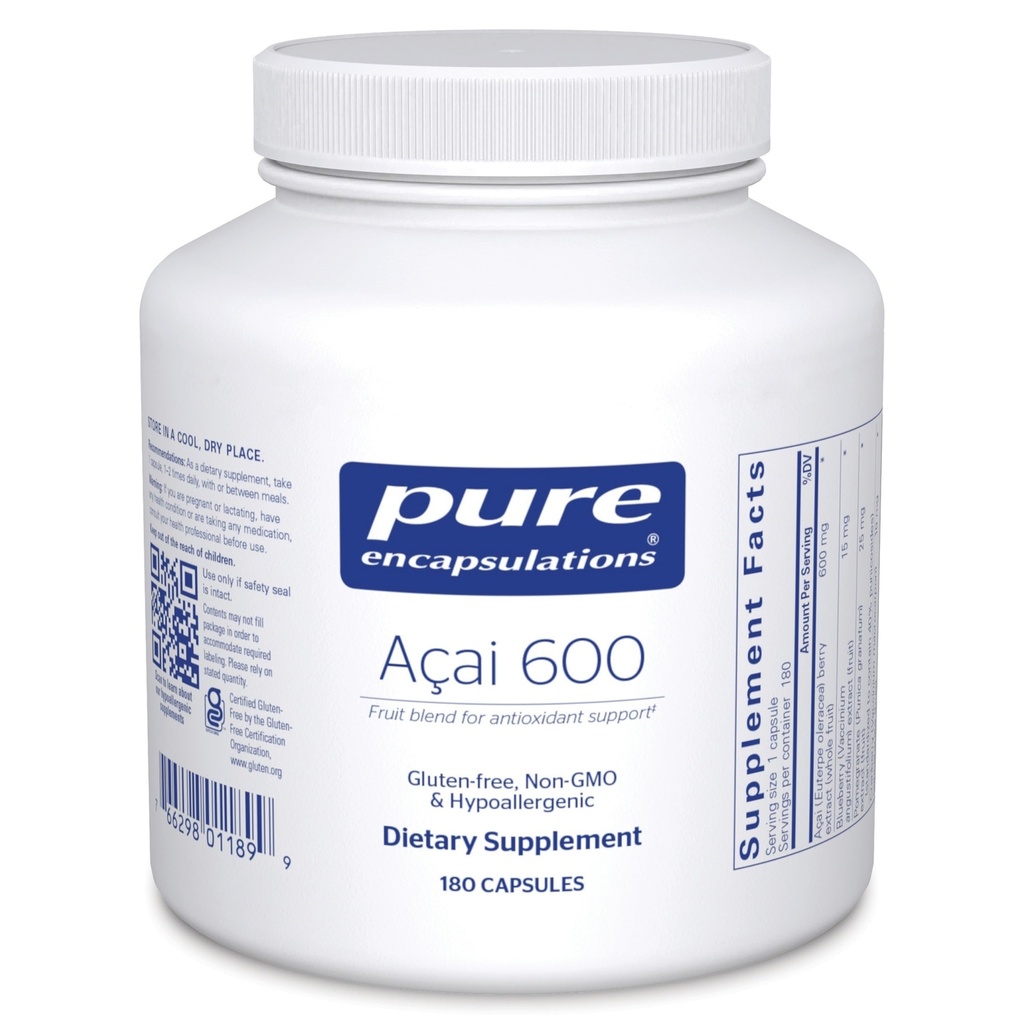 Pure Encapsulations Acai 600 | Supplemento di bacche per fibra, supporto immunitario, antiossidanti e flavonoidi* | 180 capsule