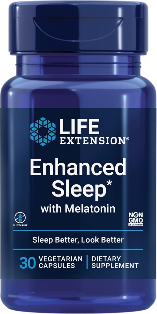 Lebensverlängerter Schlaf mit Melatonin - Melatonin Schlaf-Ergänzung für erholsamen Schlaf und gesunde Haut &amp; mehr – Glutenfrei, Non-GMO, Vegetarisch – 30 Kapseln