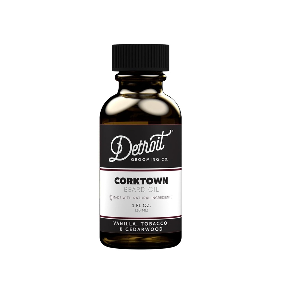 Detroit Grooming Beard olio | Hydrating & Nourishing Formula con vitamina E • Corktown Scent (1 oz)