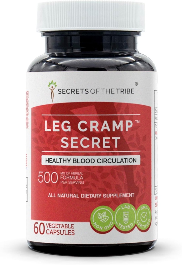 Leg Cramp Secret 60 capsule, 500 mg, Original Quinine Formula, Cinchona Bark. Circolazione sana del sangue (60 capsule)