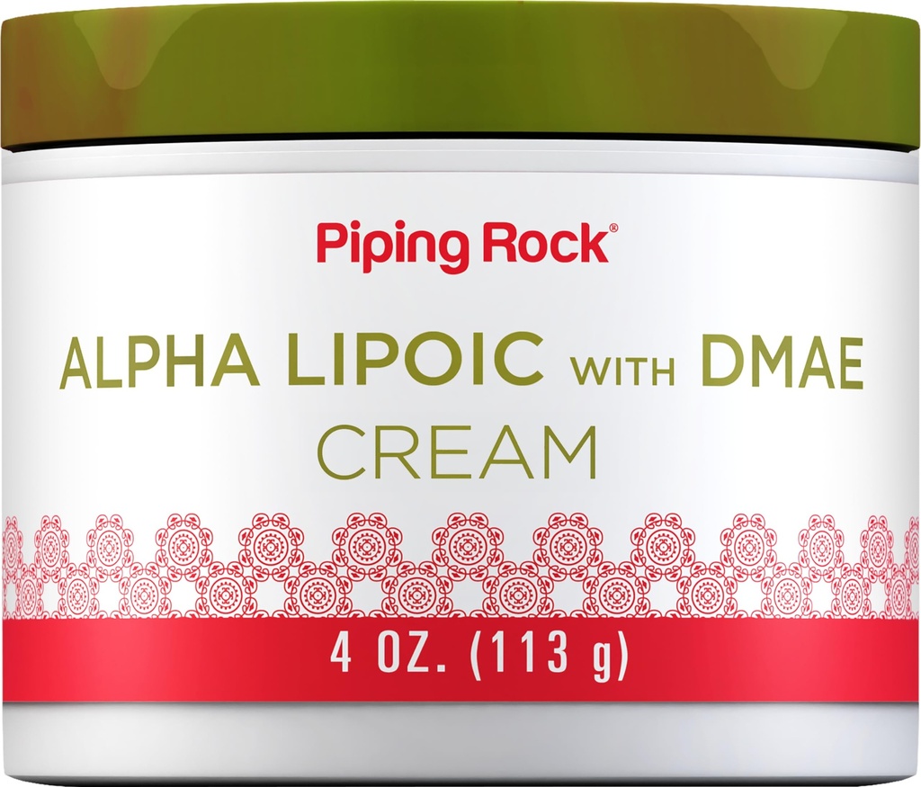 Piping Rock Alpha acide lipoïque de 4 oz avec la crème DMAE d'hydrater et de raffermir pour le visage et la peau d'autres OGM, sans gluten