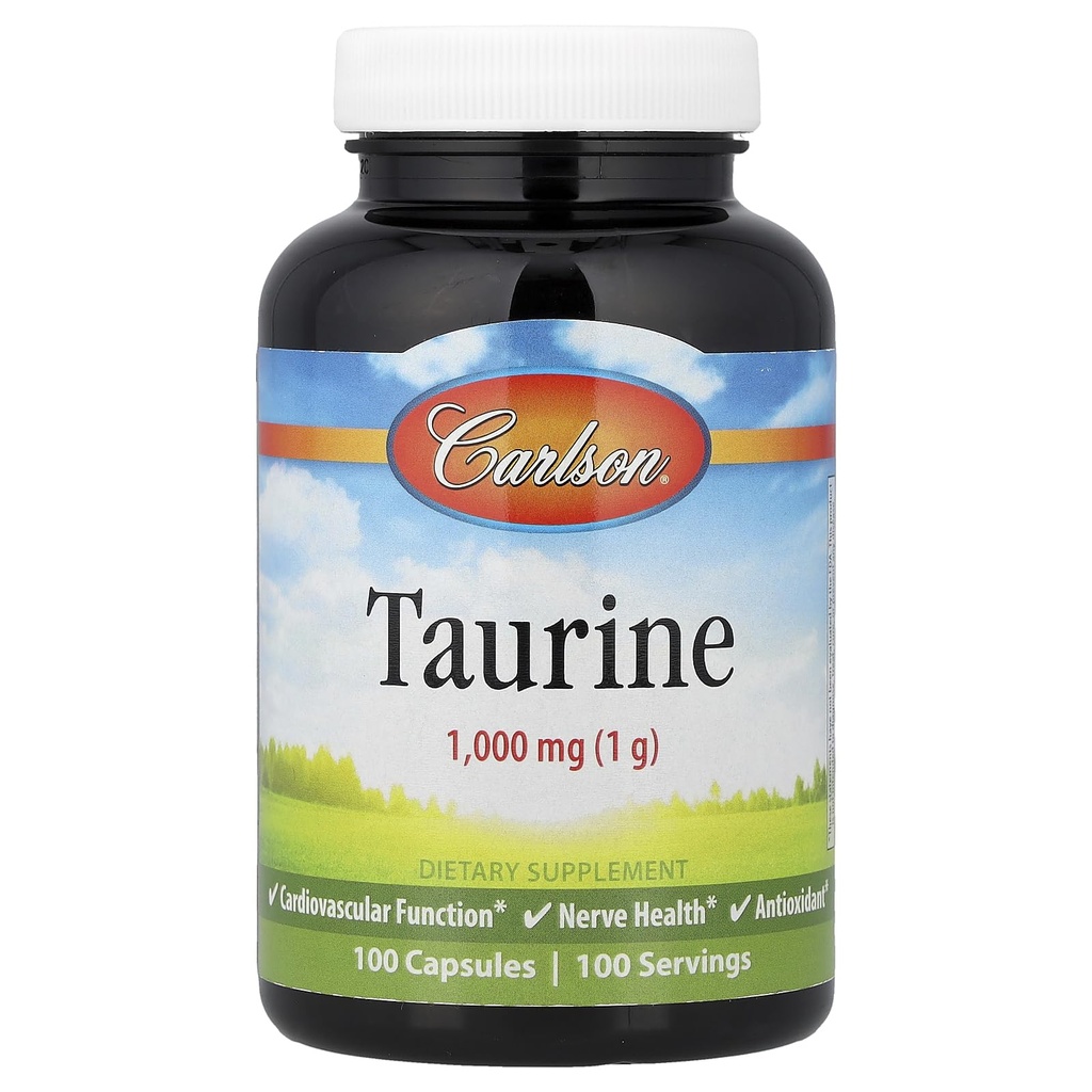 Carlson - Taurine, Free-Form Aminosäure, Unterstützung, Nerve Gesundheit & Muskelfunktion, 100 Kapseln