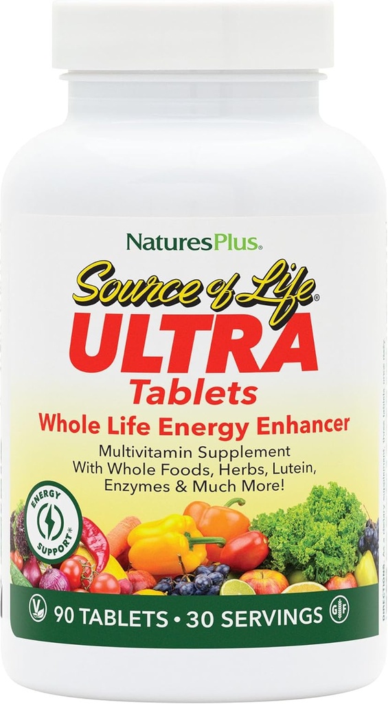 NaturesPlus Ultra Source of Life Multivitamin - 90 Tabletten - Unterstützt Immune Gesundheit, Energie & Gesamt Wohlbefinden - mit Lutein & Vitamin D3 - Vegetarisch & Glutenfrei - 30 Portionen