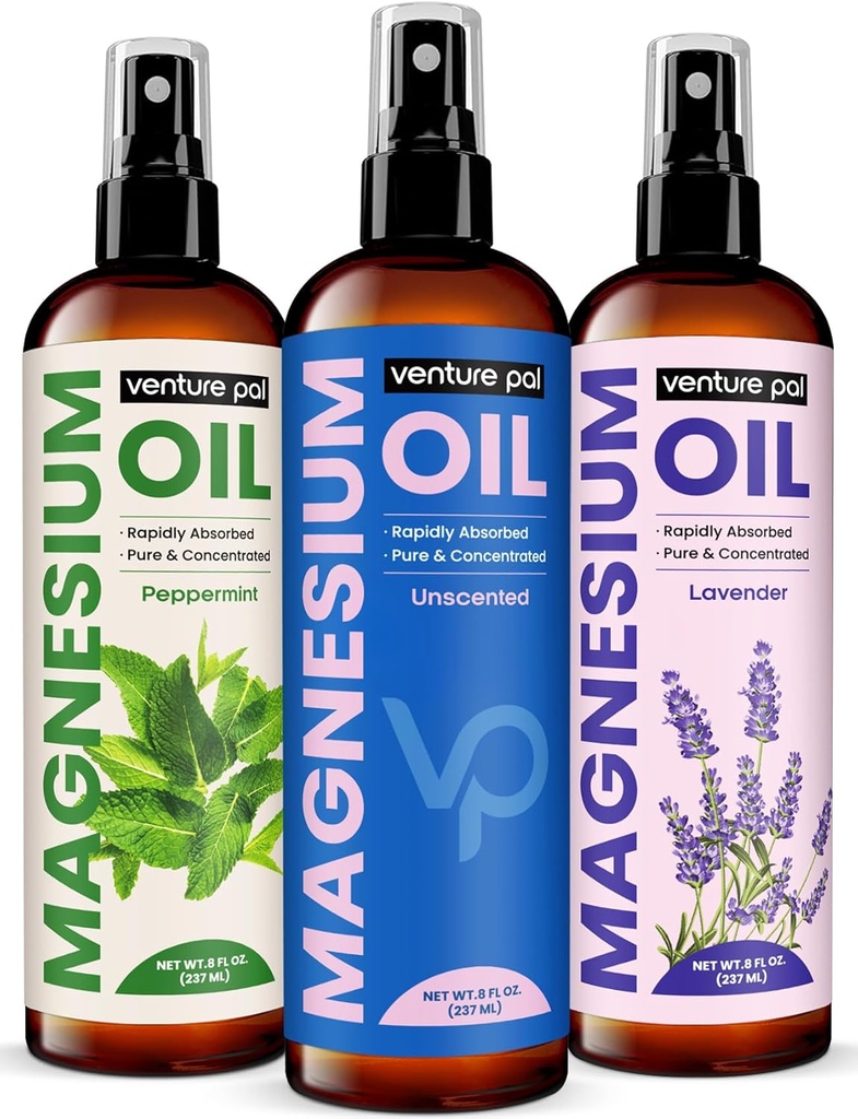 Venture Pal 100% reines Magnesium Öl Spray mit Lavender, schnelle Absorption, Weniger Sting, Ultra-Soothing für Schlaf- & Muskel-Entspannung, Sieben (Big 8 oz) Mineralien