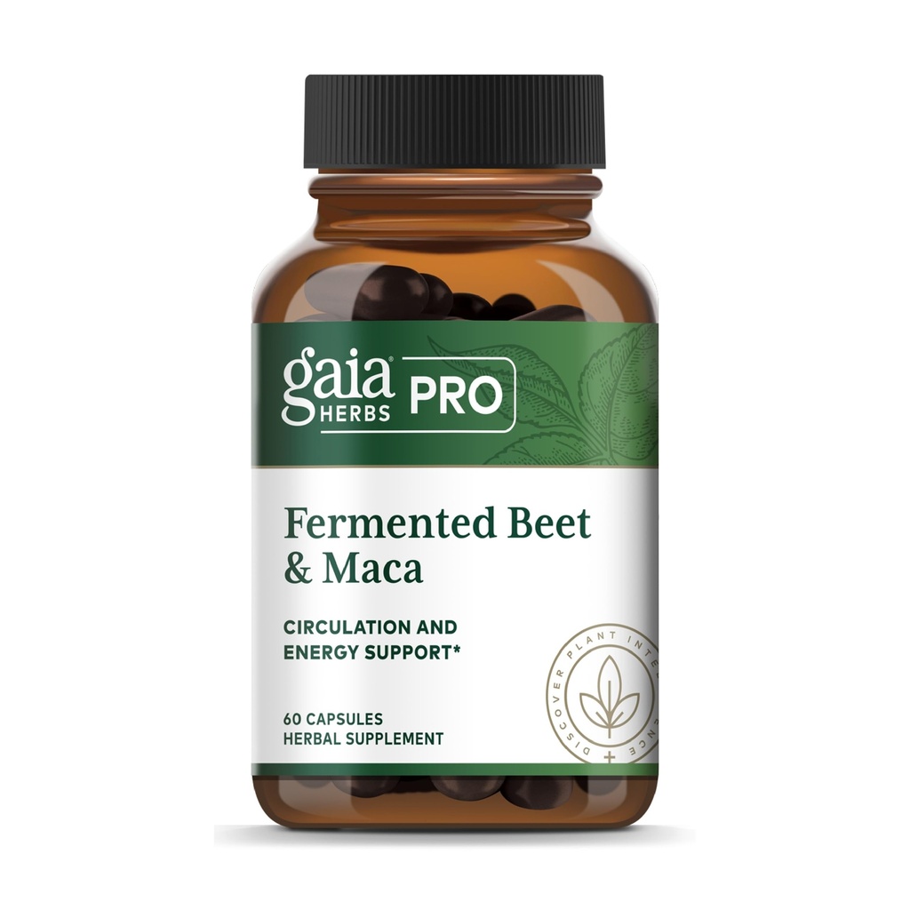 GAIA HERBS PRO Fermented Beet & Maca - Healthy Energy & Circulation Support Supplement* - Kidney Health Supplement mit Rüben- und Karottenwurzel - Vegan, Glutenfrei, Sojafrei - 60 Kapseln (30 Portionen)
