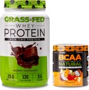 Polvere di proteine del siero di latte di erba di Nutrologia, aroma di cioccolato cremoso (28 porzioni) BCAA naturale, polvere BCAA a base vegetale, aroma di cocco arancione (30 porzioni)