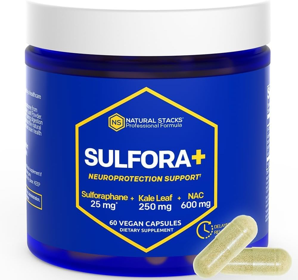 N-Acetyl-L-Cystein 600mg NAC Supplement - Sulforaphane Supplement 25mg - Superfood Kale Blattpulver mit Bio Broccoli Sprout - Gehirngesundheit Antioxidantien - 60 NAC Kapseln