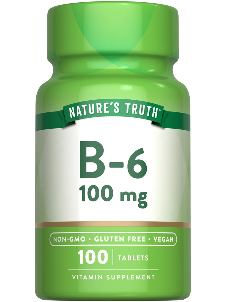 Natur Wahrheit B6 Vitamin | 100mg | 100 Tabletten | Vegan, Non-GMO & Gluten Kostenlose Ergänzung