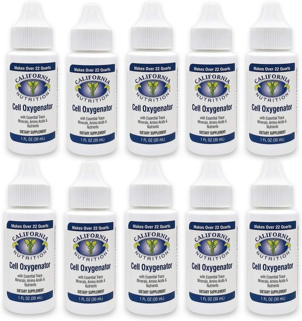 Ossigenatore cellulare 1 Fl Oz Bottiglia (Pack of 10), Cell Food Concentrate Liquid Oxygen Gocce di acqua, Integratore alimentare, Suport Immune System, Aminoacidi & Trace Minerals