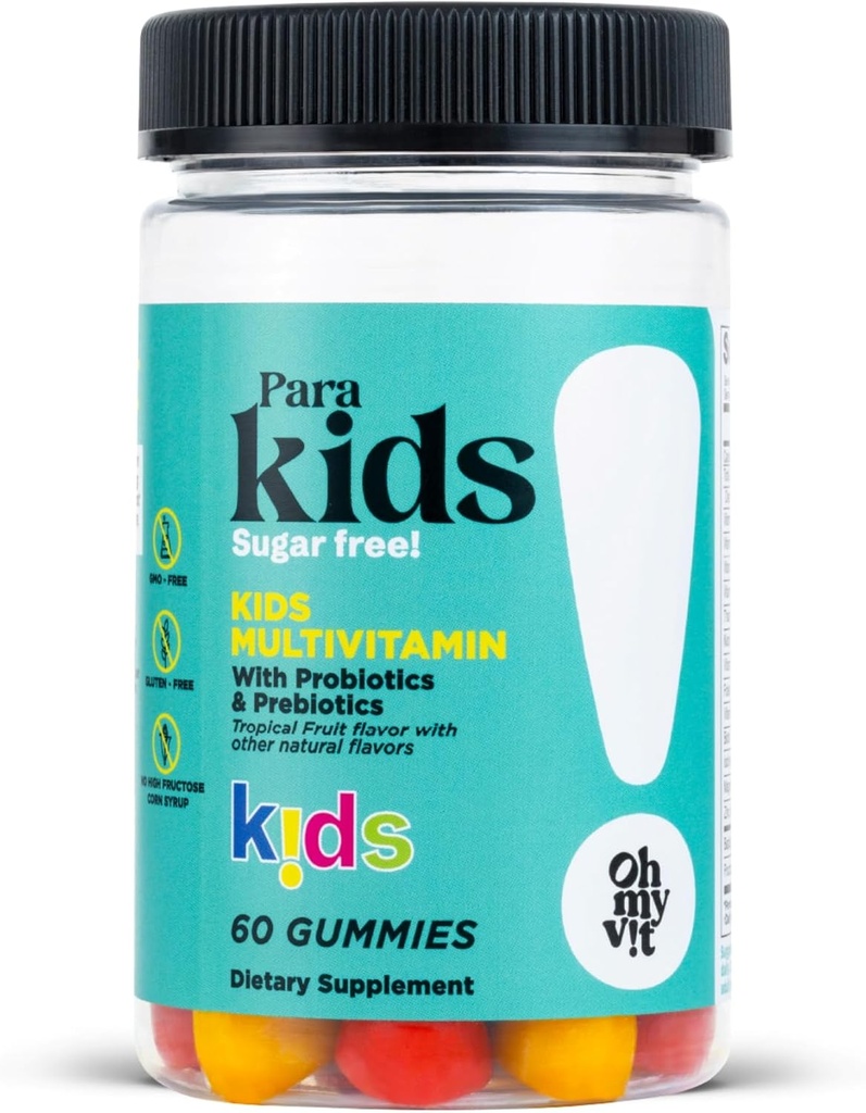 Oh ma vie ! para Enfants Gummy Multivitamine avec probiotiques et prébiotiques, saveur de fruits tropicaux pour les enfants de 4 ans et plus, 60 ans