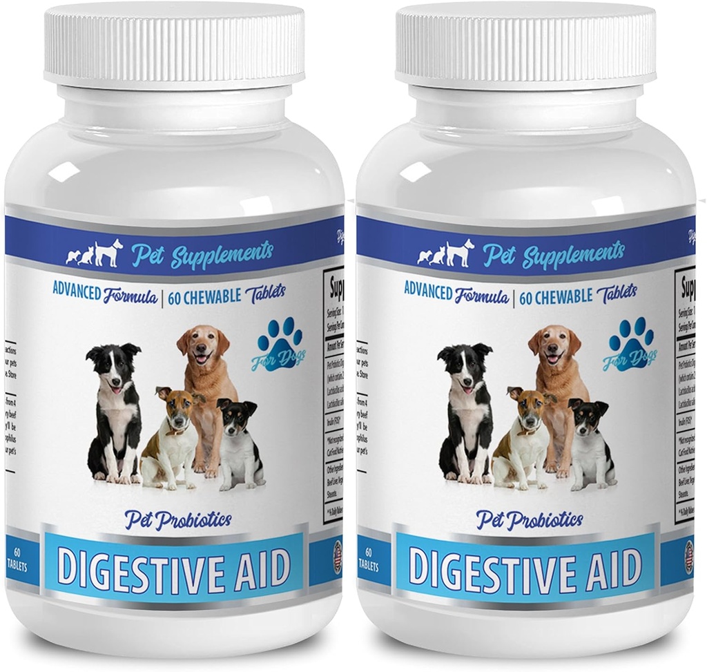 PET SUPPLEMENTS & NUTRITION LLC Hundegas Treats - Hund Verdauungsstörung PROBIOTICS - Natürlicher Ansatz - Lösung für Bad Breath und Gas - Counter Diarrhea - acidophilus for Dogs - 2 Flaschen (120 Treats)