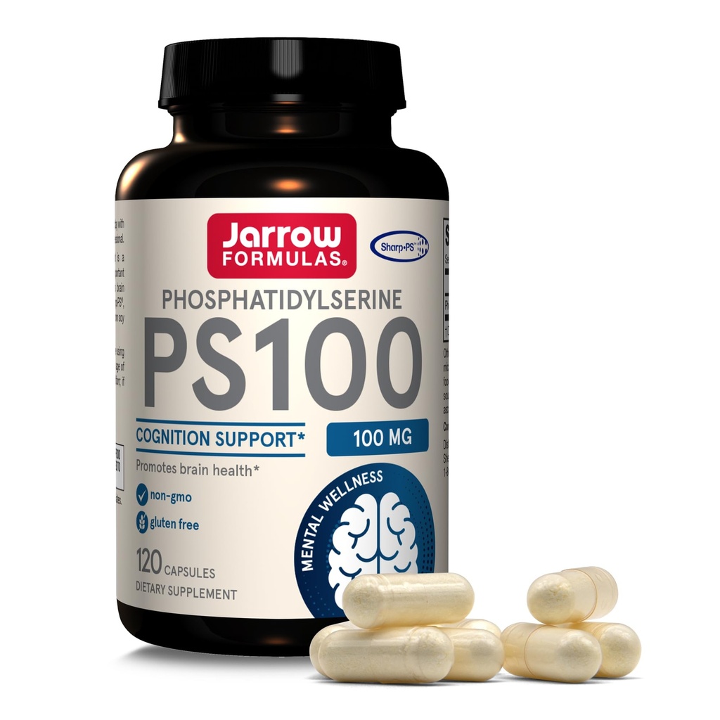 Jarrow Formulas® PS100 Phosphatidylserine, 100 mg, Integratore alimentare per il supporto per la salute e la cognizione del cervello, 120 capsule, fino a un rifornimento di 120 giorni