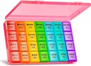 XL Large Weekly Pill Organizer 4 Mal pro Tag, 7-Tage Pillen Boxen und Organizer AM PM, Big Compartments Pill Case, Monatliche Medikamente Organizer 28 Tage Spender für Fischöle(Red)