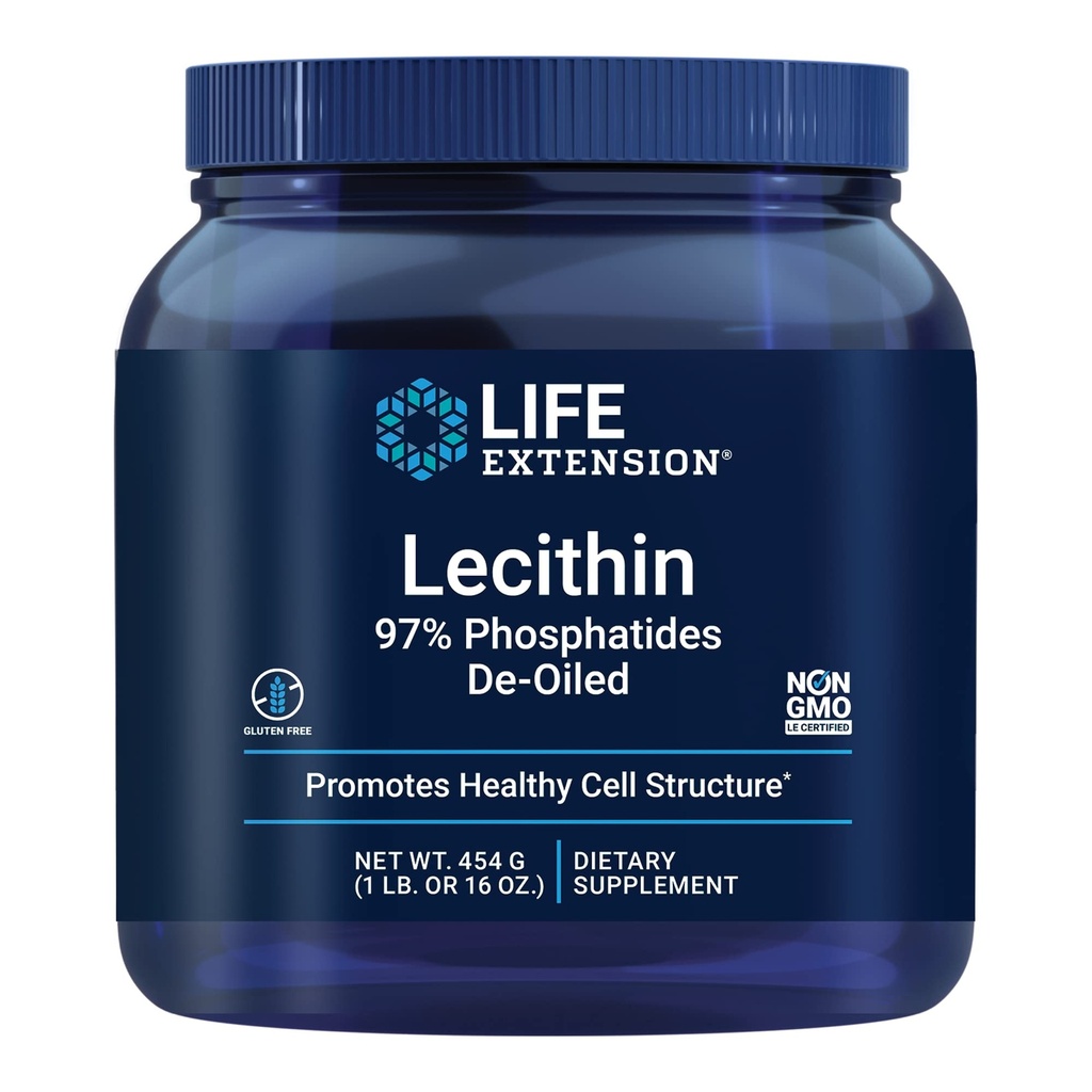 Life Extension Lecithin, fördert gesunde Zellstruktur und Funktion im Gehirn, Glutenfrei, Non-GMO, Vegetarisch, 454 Gramm