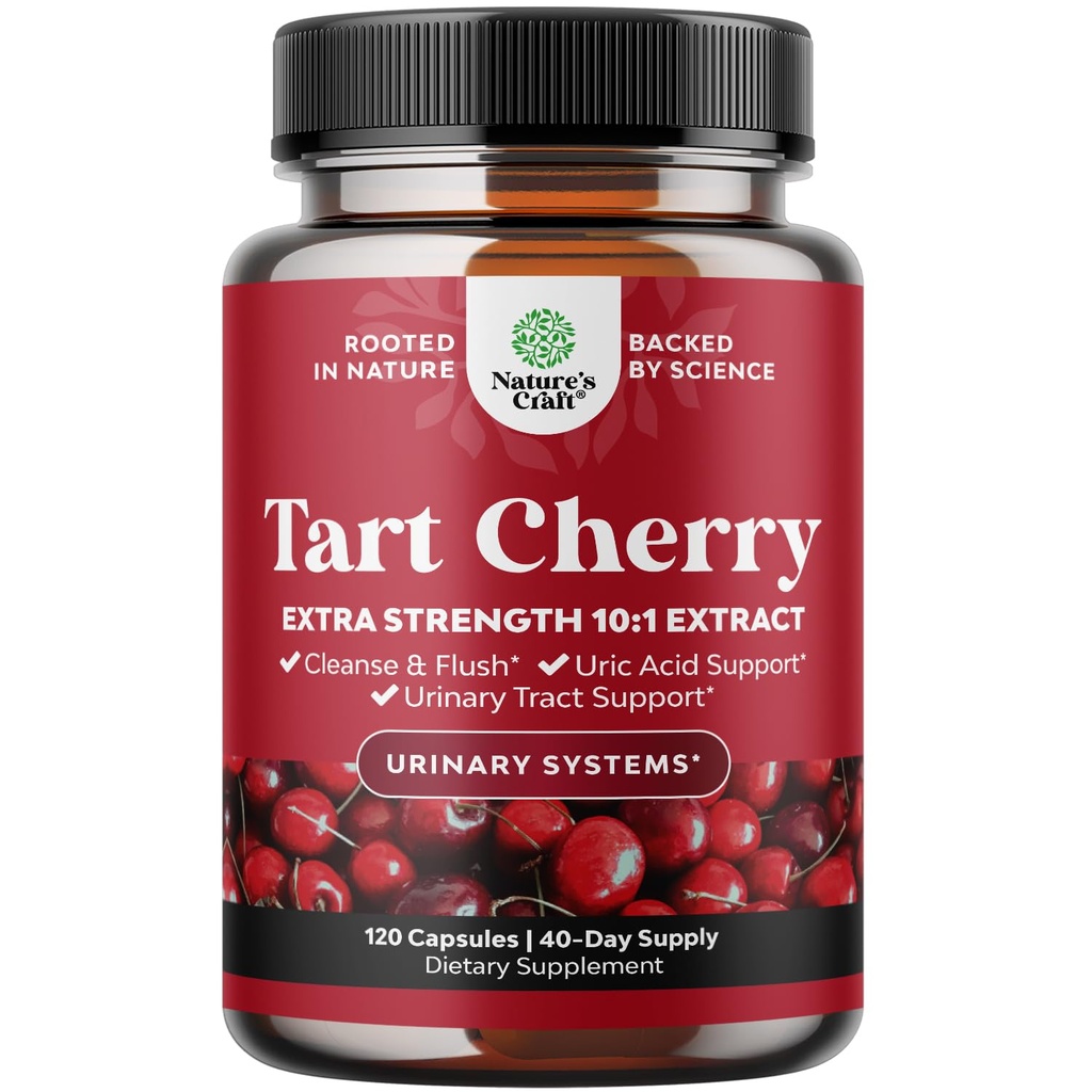 Advanced Tart Cherry Extract Kapseln - Extra Stärke 750mg Pro Servieren Equivalent Tart Cherry Kapseln Uric Acid Cleanse und Joint Support Supplement - Muskel Recovery Supplement 120 Count