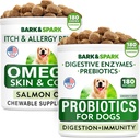 Probiotici per cani + Omega 3 per cani Bundle - Gas, Diarrea, costipazione, Rilievo di Stomach di Upset + Allergy e Itch Relief - Enzimi digestivi + Prebiotici + Omega 3 - Supporto per pelle e cappotto