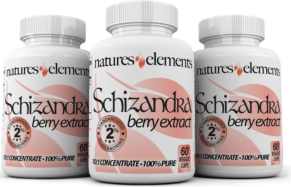Estratto di bacche di Schizandra – 3 Pack – 10:1 Integratore di erbe concentrato – 1000mg Per Serving - Capsule vegetali – 60 Conta ogni – Non OGM, 100% puro – 1 Mese di alimentazione